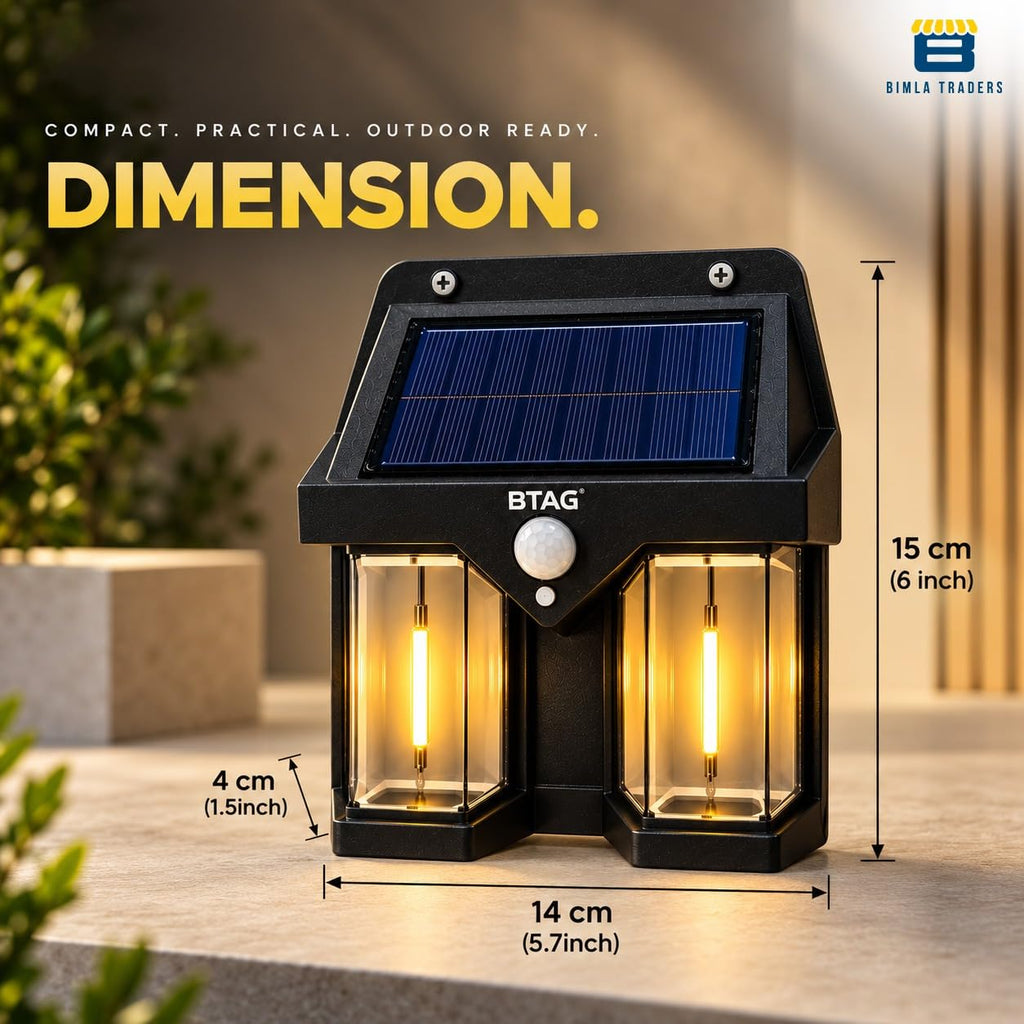 Solar Motion Sensor Wall Light – Dual-Sided Warm LED(2 piece)