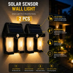 Solar Motion Sensor Wall Light – Dual-Sided Warm LED(2 piece)