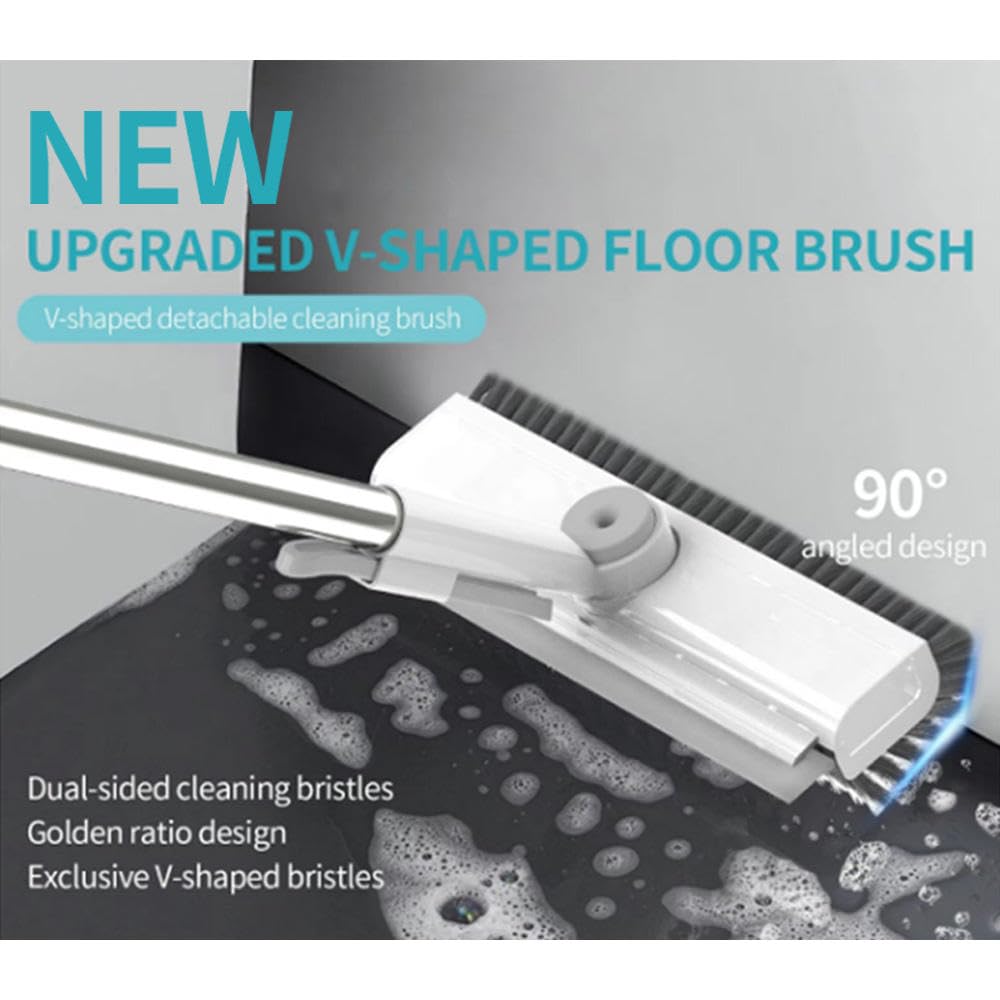 SpinScrub 360° Rotating Tile & Floor Scrub Brush with Wiper – Heavy Duty Long Handle Cleaning Brush for Bathroom, Kitchen & Walls