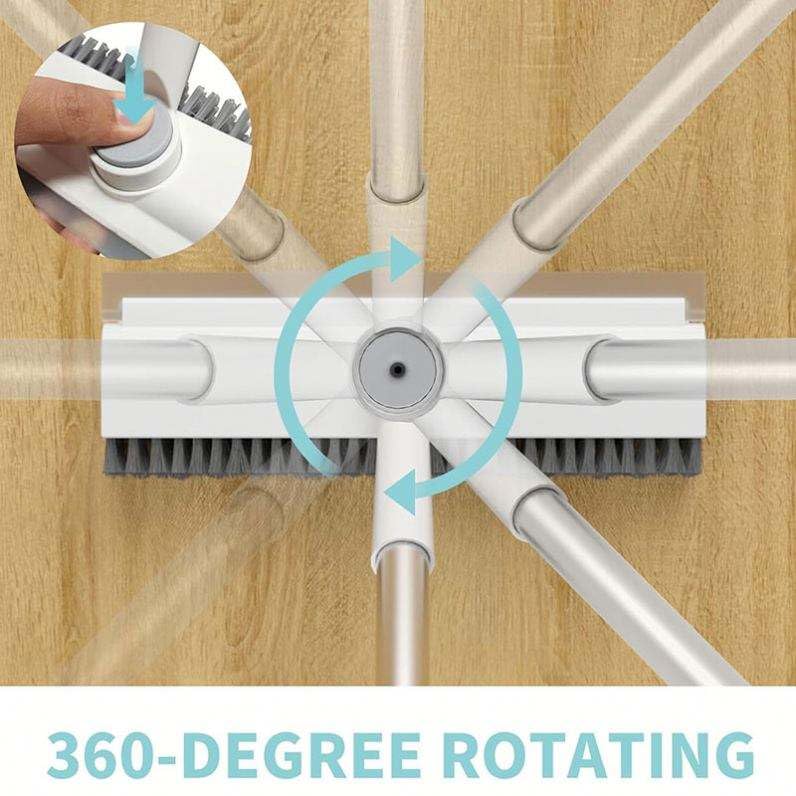 SpinScrub 360° Rotating Tile & Floor Scrub Brush with Wiper – Heavy Duty Long Handle Cleaning Brush for Bathroom, Kitchen & Walls