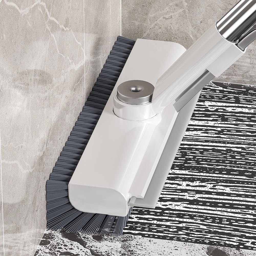 SpinScrub 360° Rotating Tile & Floor Scrub Brush with Wiper – Heavy Duty Long Handle Cleaning Brush for Bathroom, Kitchen & Walls