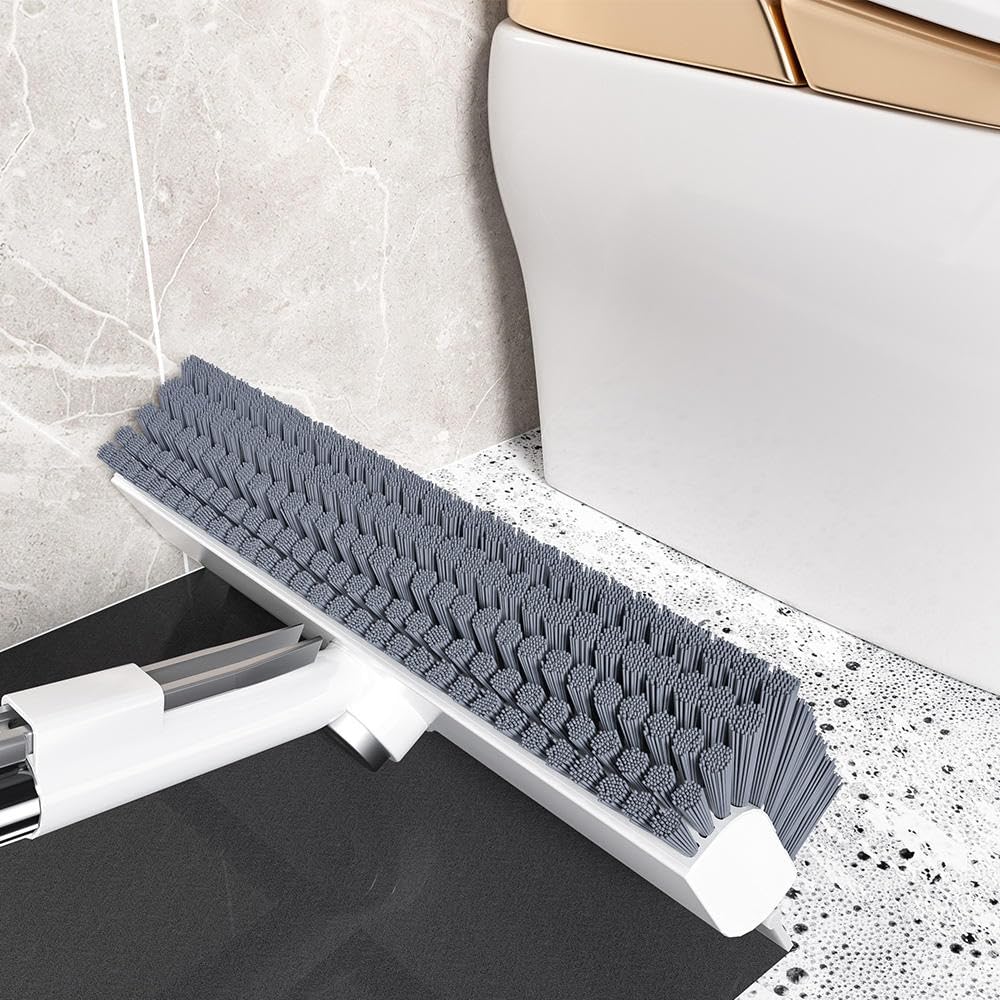 SpinScrub 360° Rotating Tile & Floor Scrub Brush with Wiper – Heavy Duty Long Handle Cleaning Brush for Bathroom, Kitchen & Walls